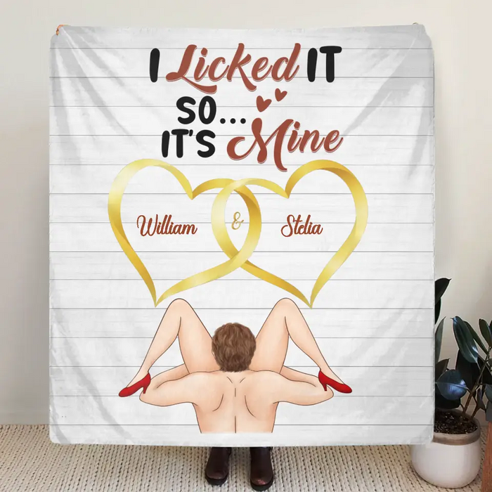 Personalized Couple Fleece Throw Blanket/Quilt - Gift Idea For Him/Her - I Licked It So It's Mine