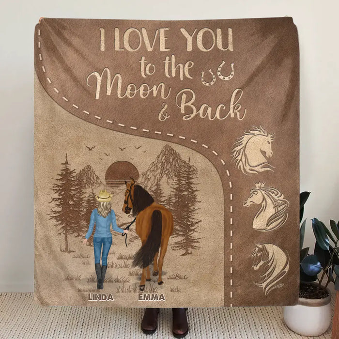 Personalized Horse Girl Quilt/Fleece Throw Blanket - Up to 4 Horses - Gift Idea For Horse Lover - Just A Girl Who Loves Horses