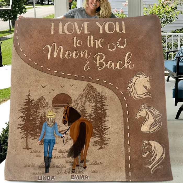 Personalized Horse Girl Quilt/Fleece Throw Blanket - Up to 4 Horses - Gift Idea For Horse Lover - Just A Girl Who Loves Horses