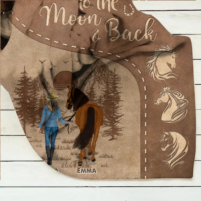 Personalized Horse Girl Quilt/Fleece Throw Blanket - Up to 4 Horses - Gift Idea For Horse Lover - Just A Girl Who Loves Horses