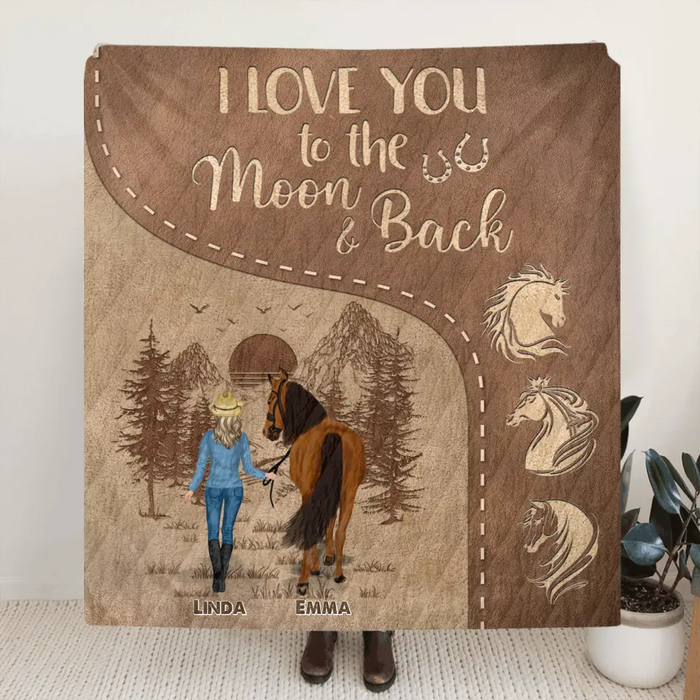 Personalized Horse Girl Quilt/Fleece Throw Blanket - Up to 4 Horses - Gift Idea For Horse Lover - Just A Girl Who Loves Horses