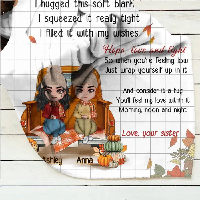 Personalized Autumn Sister Pillow Cover/Fleece Throw Blanket/Quilt- Autumn Gift Idea for Sisters - To My Sister