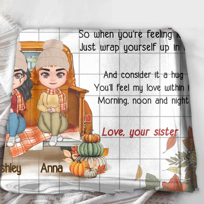 Personalized Autumn Sister Pillow Cover/Fleece Throw Blanket/Quilt- Autumn Gift Idea for Sisters - To My Sister