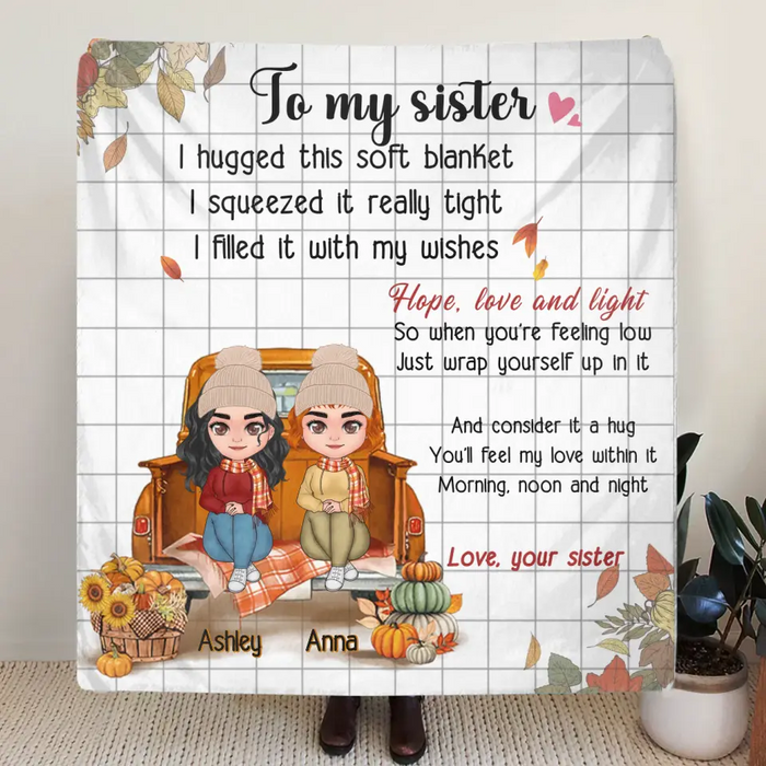 Personalized Autumn Sister Pillow Cover/Fleece Throw Blanket/Quilt- Autumn Gift Idea for Sisters - To My Sister