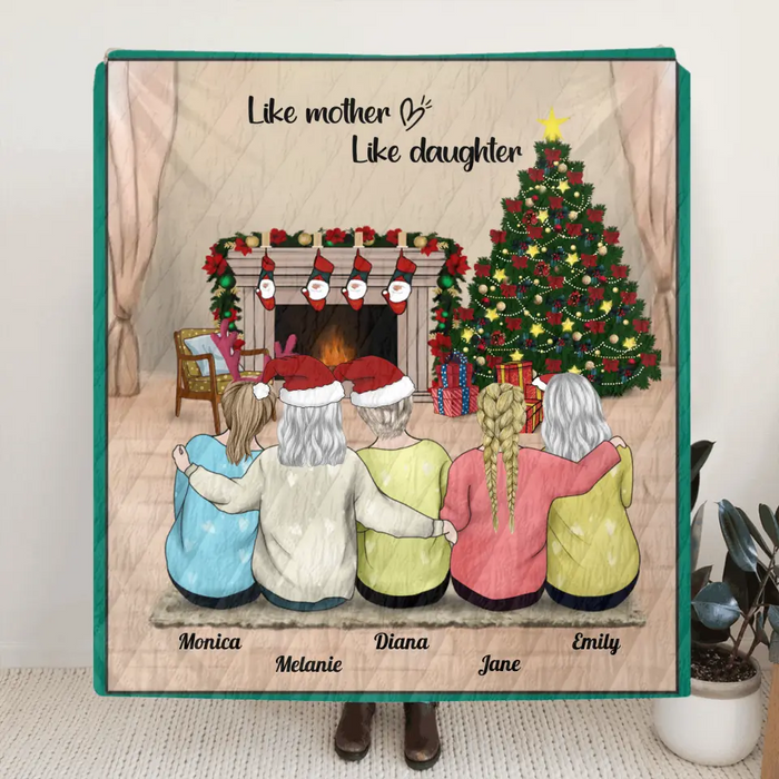 Personalized Single Mom and Kids Quilt/Fleece Blanket - Christmas Gift for Family, Single Mom - Up to 4 Kids
