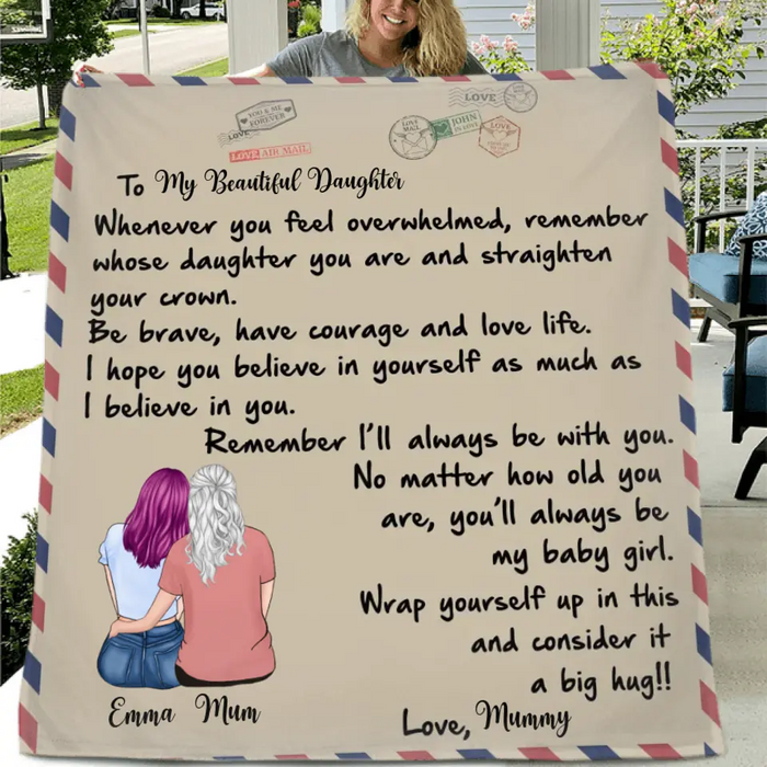 Personalized To My Daughter Fleece Throw Blanket/Quilt - Gift Idea From Mom To Daughter - You'll Always Be My Baby Girl