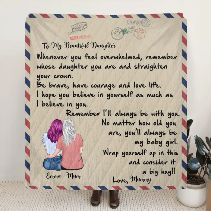 Personalized To My Daughter Fleece Throw Blanket/Quilt - Gift Idea From Mom To Daughter - You'll Always Be My Baby Girl