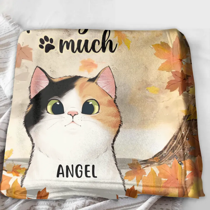 Personalized Cat Fleece Throw Blanket/Quilt - Gift Idea For Cat Lovers - Up to 6 Cats - I Love You Purry Much