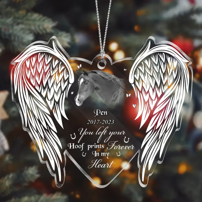 Personalized Memorial Acrylic Ornament - Memorial Gift Idea For Horse Owner - Upload Horse Photo - You Left Your Hoof Prints Forever In My Heart
