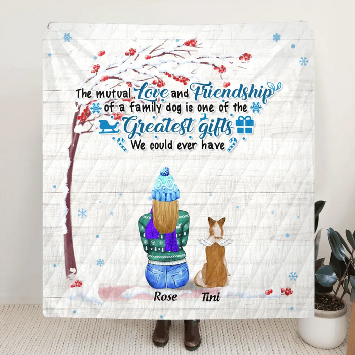 Personalized Memorial Dog Winter Quilt/Fleece Blanket - Mom With Up to 4 Dogs - Best Gift For Dog Lover -  8ALLOF