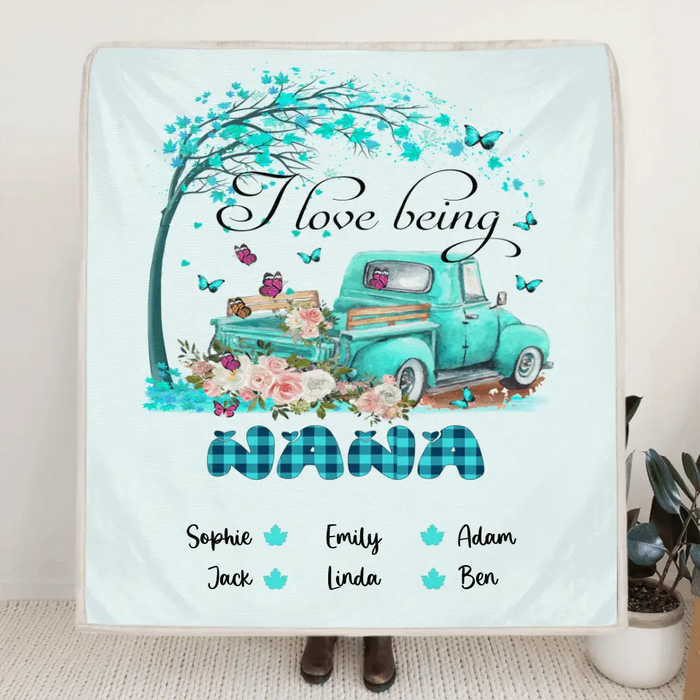 Personalized Grandma Quilt/Fleece Blanket - I Love Being A Grandma - R5OIKQ