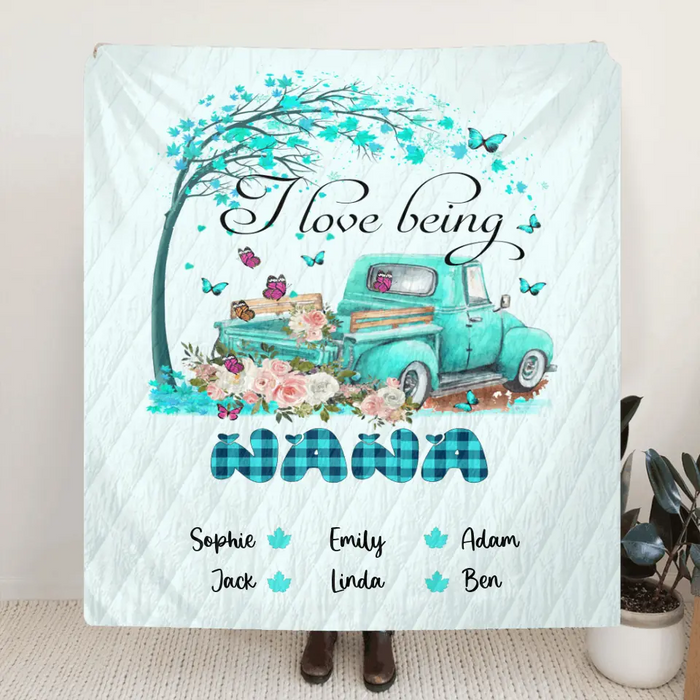 Personalized Grandma Quilt/Fleece Blanket - I Love Being A Grandma - R5OIKQ