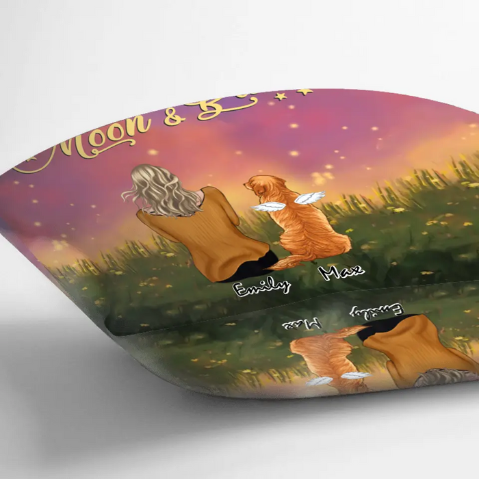 Personalized Pet Mom Pillow Cover/Quilt/Fleece Blanket - Up to 6 Pets - Gift Idea For Dog/Cat lover -  I Love You To The Moon And Back