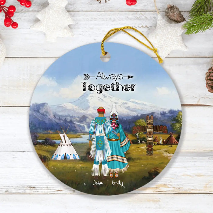 Personalized Native American Ornament - Gift Idea For The Whole Family - Couple/Parents & Up to 2 Kids Native American - Always Together