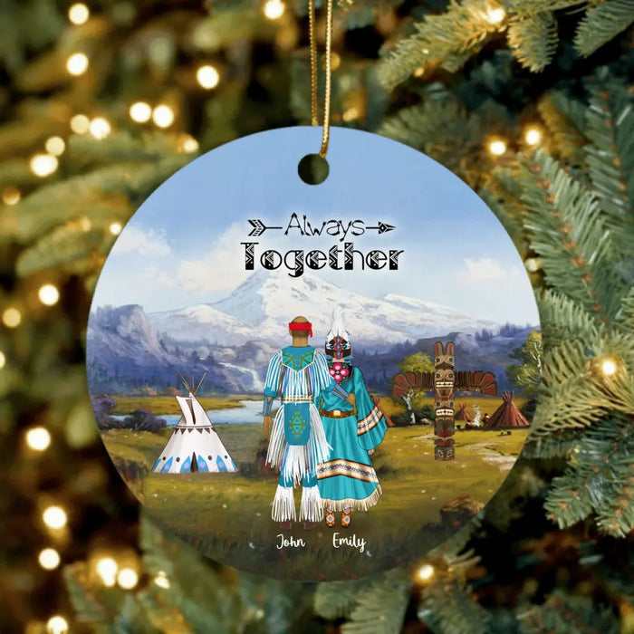 Personalized Native American Ornament - Gift Idea For The Whole Family - Couple/Parents & Up to 2 Kids Native American - Always Together