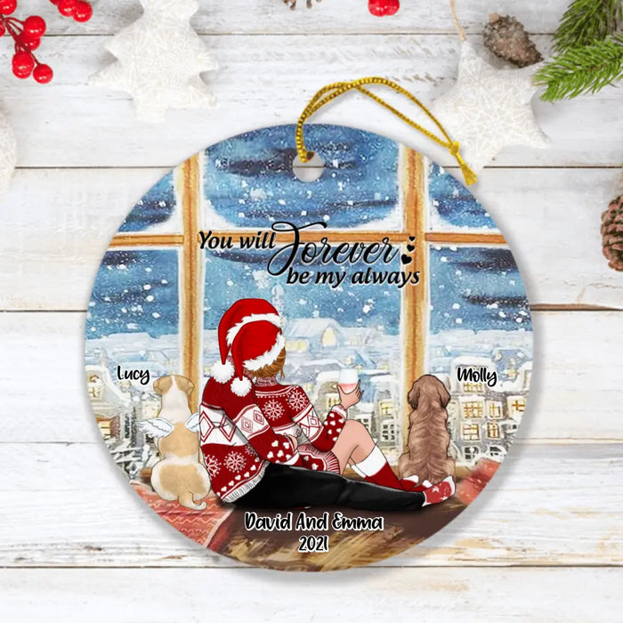 Personalized Hugging Couple Xmas Ornament - Couple With Up to 2 Pets - Best Gift For Christmas - You Will Forever Be My Always - EWFNOK