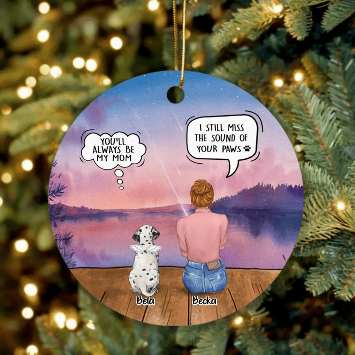 Personalized Memorial Pet Mom Ornament - Woman With Up to 5 Pets - Best Gift For Pet Lover - It's So Hard To Say Goodbye