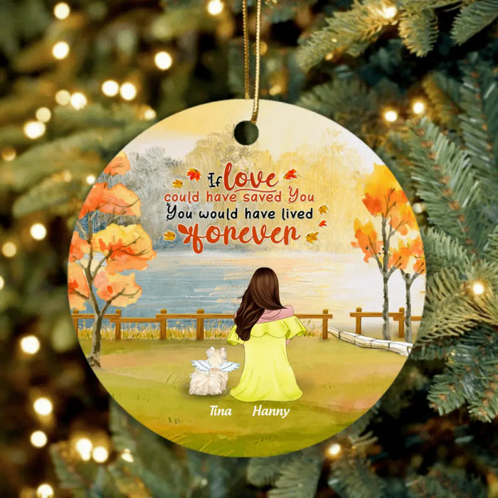 Personalized Memorial Dog Autumn  Ornament - Mom With Up to 4 Dogs - Memorial Gift For Dog Lover -  8ALLOF