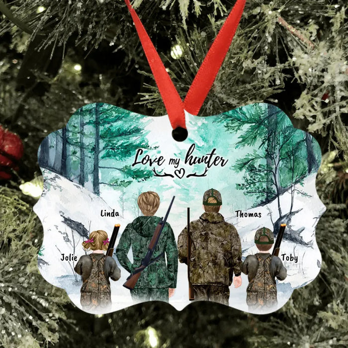 Personalized Hunting Ornament - Single Parent With 1 Kid/Couple/Solo Man/Woman - Best Gift For Hunting Lovers