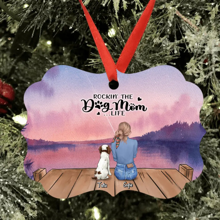 Personalized Pet Mom/Dad Ornament - Mom/Dad With Up to 4 Dogs/4 Cats - Best Gift For Dog/Cat Lover - Life Is Better With Dogs