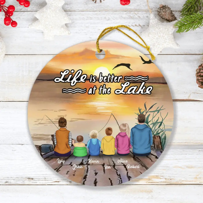 Personalized Fishing Ornaments - Parents with 4 Kids/Single Parent/Couple/Solo Man/Woman with Up to 3 Pets - Best Gift For Fishing Lovers
