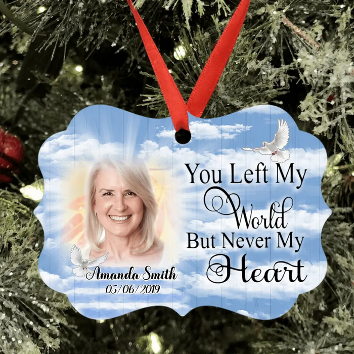 Personalized Memorial Ornament - Best Memorial Gift Idea - You Left My World But Never My Heart