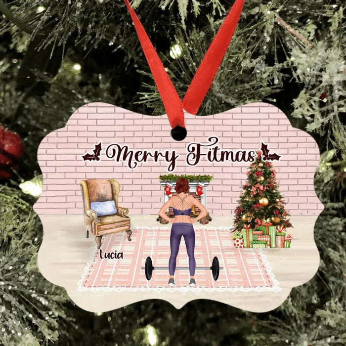 Personalized Workout Ornament - Up to 2 Pets - Best Gift For Friend/Pet Lover - Merry Fitmas
