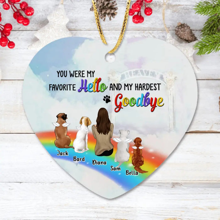 Personalized Memorial Pets At Rainbow Bridge Ornament - Up to 5 Pets - Memorial Gift For Dog Lovers/Cat Lovers - Just Saying Goodbye For A While Till We Meet Again At The Rainbow Bridge