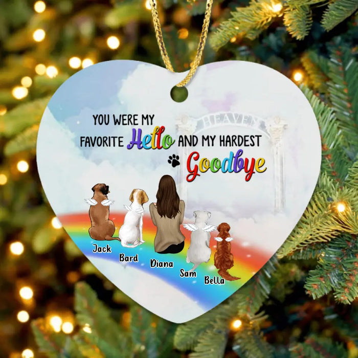 Personalized Memorial Pets At Rainbow Bridge Ornament - Up to 5 Pets - Memorial Gift For Dog Lovers/Cat Lovers - Just Saying Goodbye For A While Till We Meet Again At The Rainbow Bridge