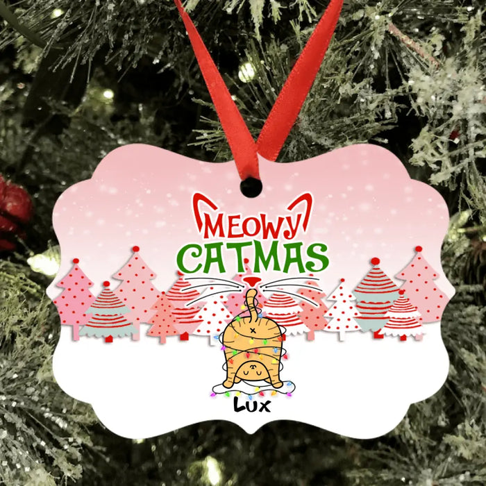 Personalized Cat Butt Christmas Ornament - Up to 5 Cats - Best Gift For Cat Lovers - We Wish You Nothing Butt Meowy Catmas