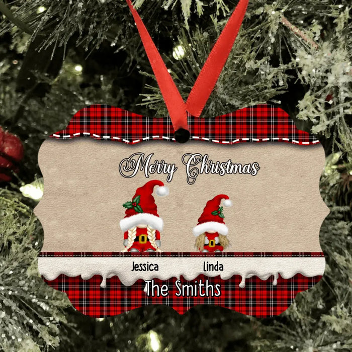 Personalized Gnomies Family Ornament - Adult/Couple With Up to 3 Kids - Christmas Gift For Family