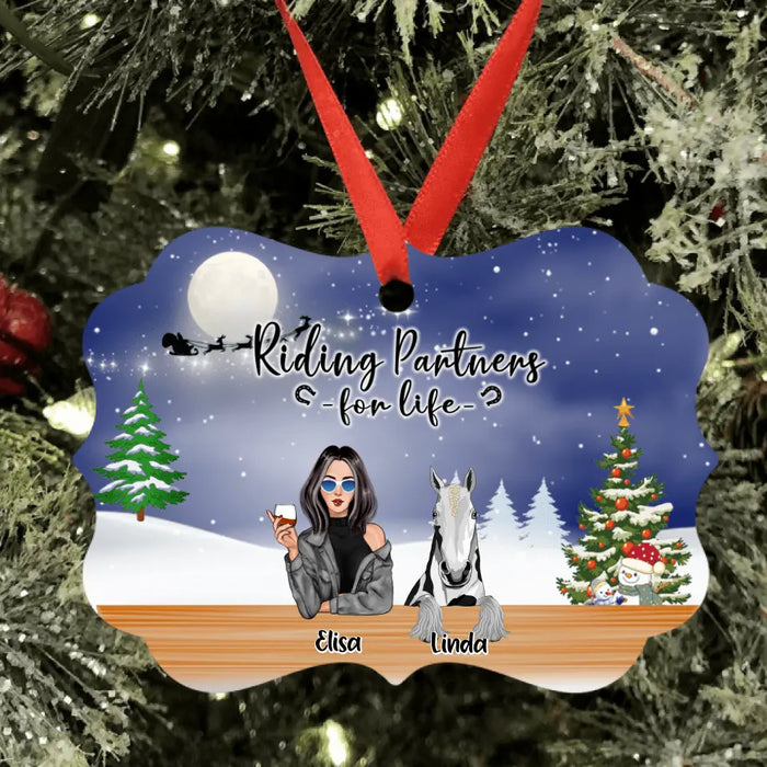 Personalized Horse Mom Ornament - Up to 4 Horses - Best Gift For Horse Lovers - Merry Horsemas