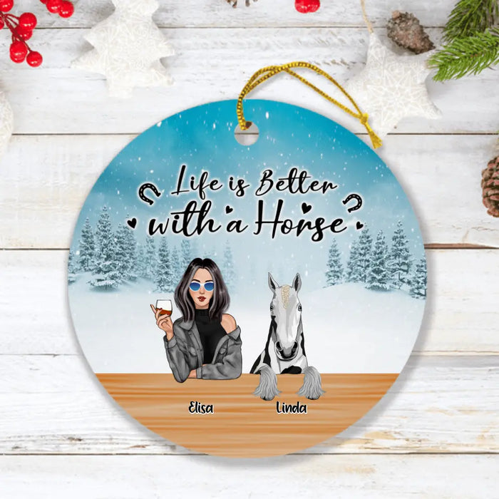 Personalized Horse Mom Ornament - Up to 4 Horses - Best Gift For Horse Lovers - Merry Horsemas