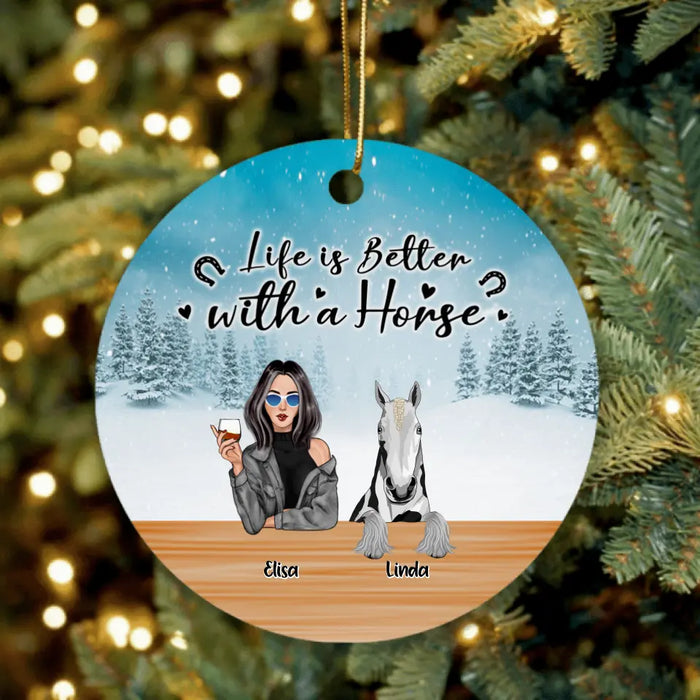 Personalized Horse Mom Ornament - Up to 4 Horses - Best Gift For Horse Lovers - Merry Horsemas