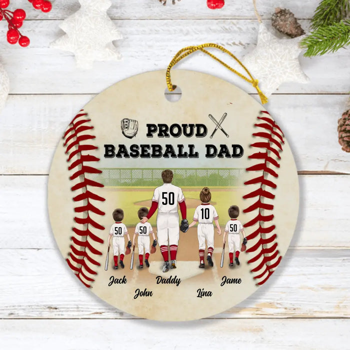 Personalized Baseball Ornament - Up to 4 Kids - Gift Idea For Baseball Lover - Proud Baseball Dad