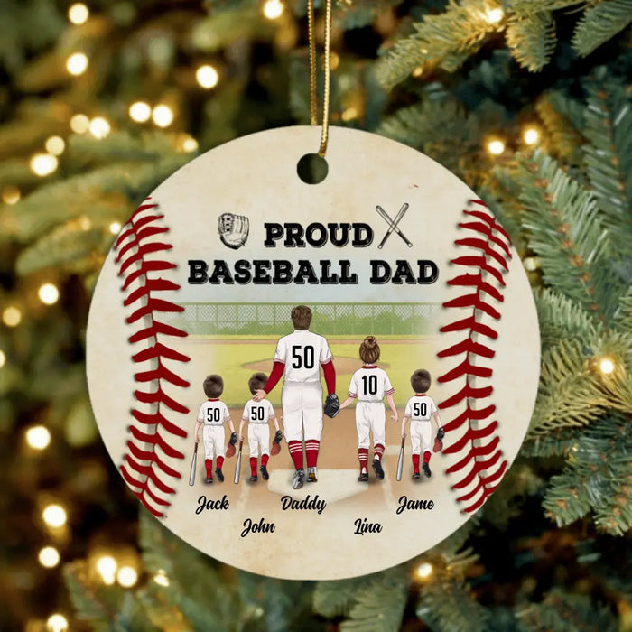 Personalized Baseball Ornament - Up to 4 Kids - Gift Idea For Baseball Lover - Proud Baseball Dad