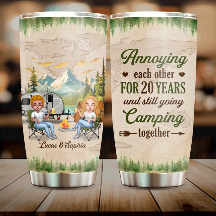 Personalized Camping Couple Tumbler - Gift Idea For Camping Lovers - Annoying Each Other For 20 Years & Still Going Camping Together