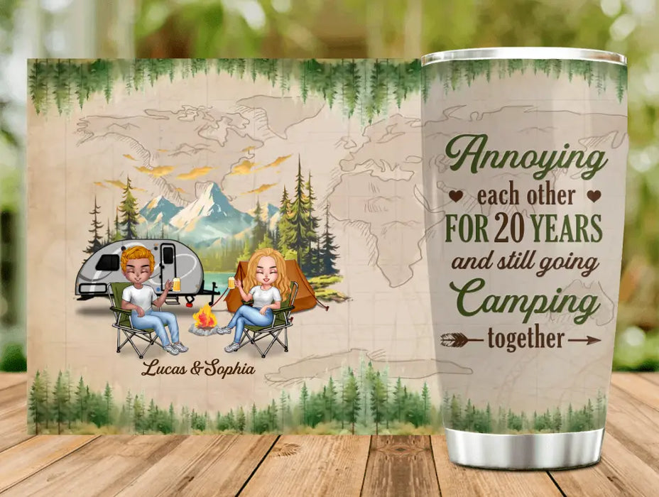 Personalized Camping Couple Tumbler - Gift Idea For Camping Lovers - Annoying Each Other For 20 Years & Still Going Camping Together