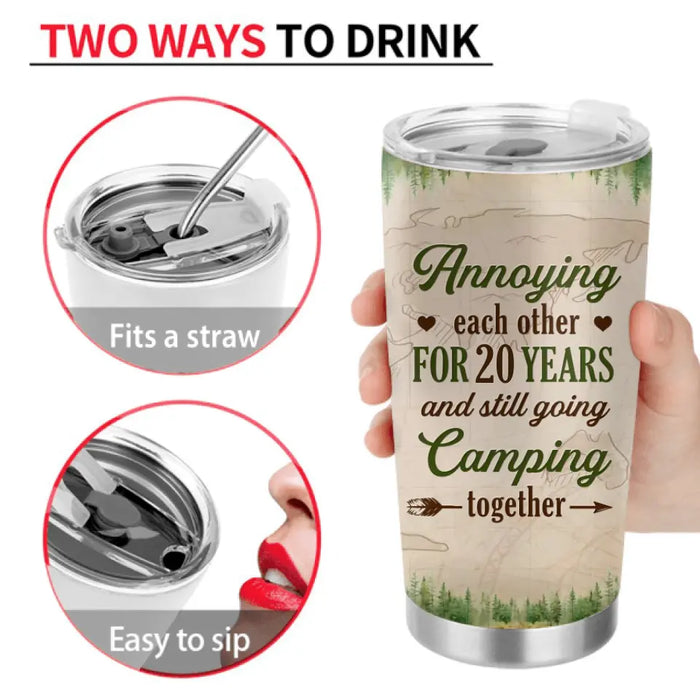 Personalized Camping Couple Tumbler - Gift Idea For Camping Lovers - Annoying Each Other For 20 Years & Still Going Camping Together