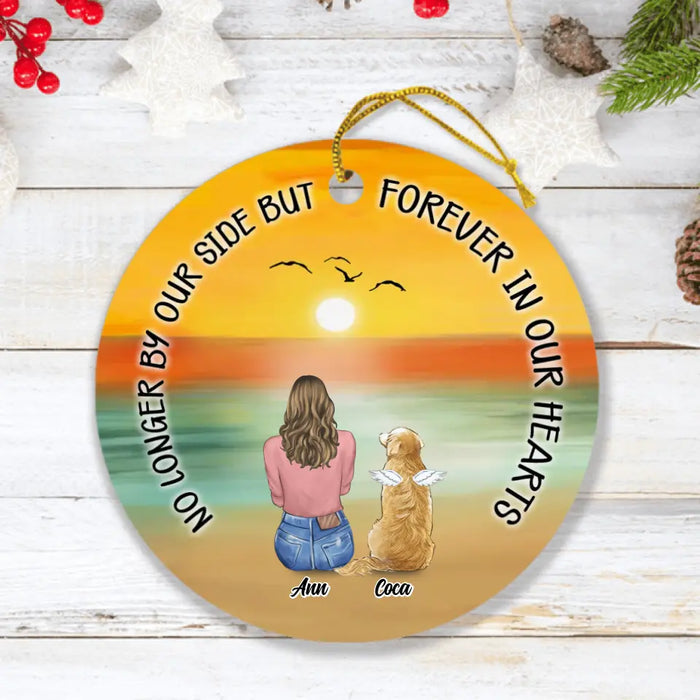 Personalized Memorial Pet Loss Circle Ornament - Up to 4 Pets - Memorial Gift Idea For Dog/Cat Lovers - No Longer By Our Side But Forever In Our Hearts