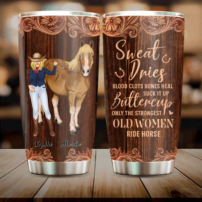 Personalized Horse Lady Tumbler - Gift Idea For Horse Lovers - Sweat Dries