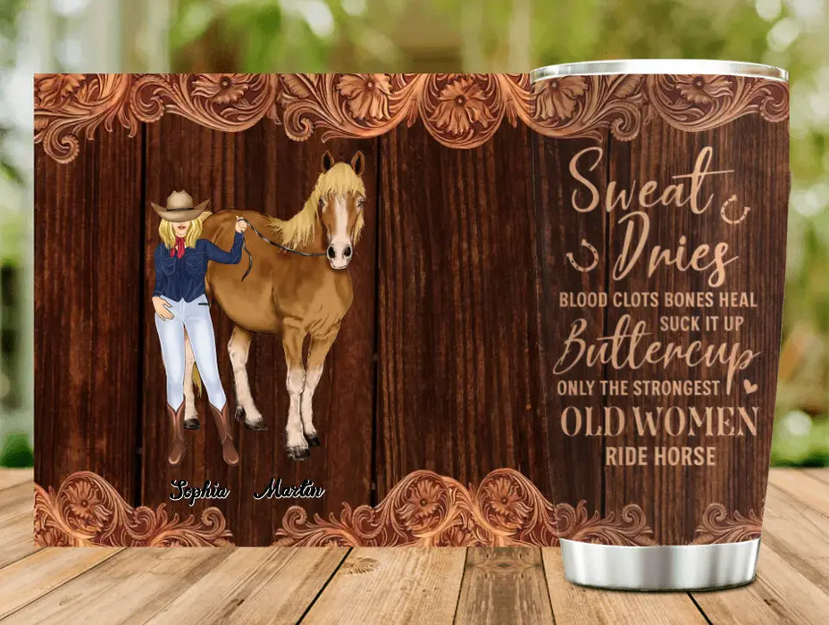Personalized Horse Lady Tumbler - Gift Idea For Horse Lovers - Sweat Dries