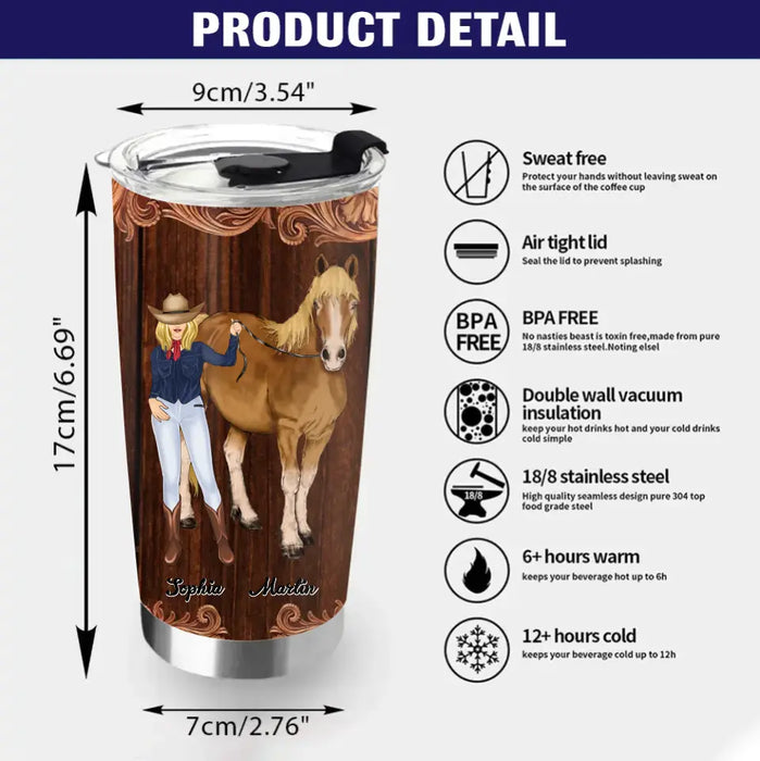 Personalized Horse Lady Tumbler - Gift Idea For Horse Lovers - Sweat Dries