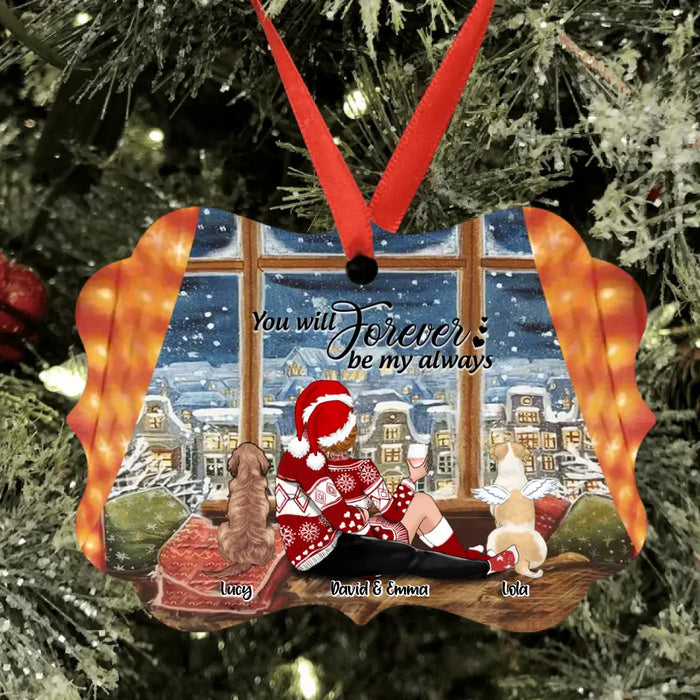 Personalized Hugging Couple Xmas Rectangle Ornament - Couple With Up to 2 Pets - Best Gift For Christmas - You Will Forever Be My Always - EWFNOK