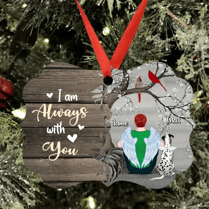 Personalized Memorial Pets Rectangle Ornament - Man/Woman With Up to 4 Pets - Memorial Gift For Dog/Cat Lover - I Am Always With You