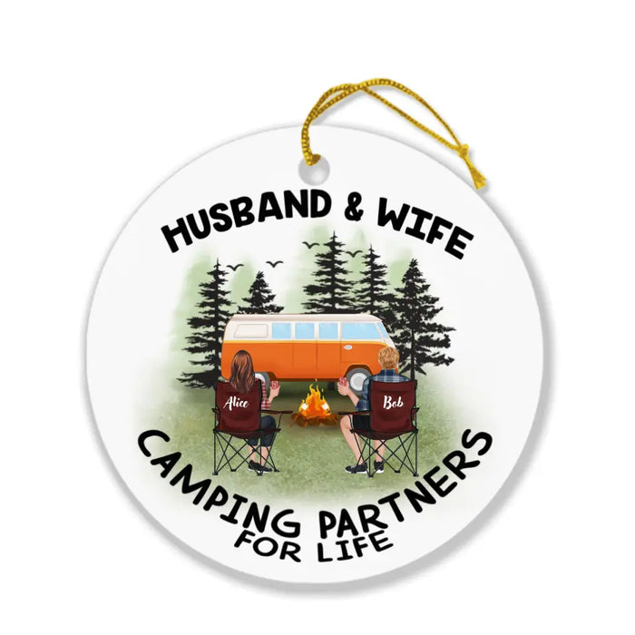 Personalized Camping Ornament - Up to 4 Pets - Best Gift For Camping Lover - Husband And Wife Camping Partners For Life