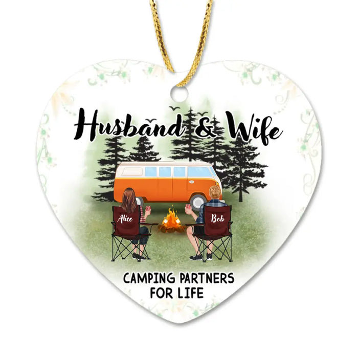 Personalized Camping Ornament - Up to 4 Pets - Best Gift For Camping Lover - Husband And Wife Camping Partners For Life