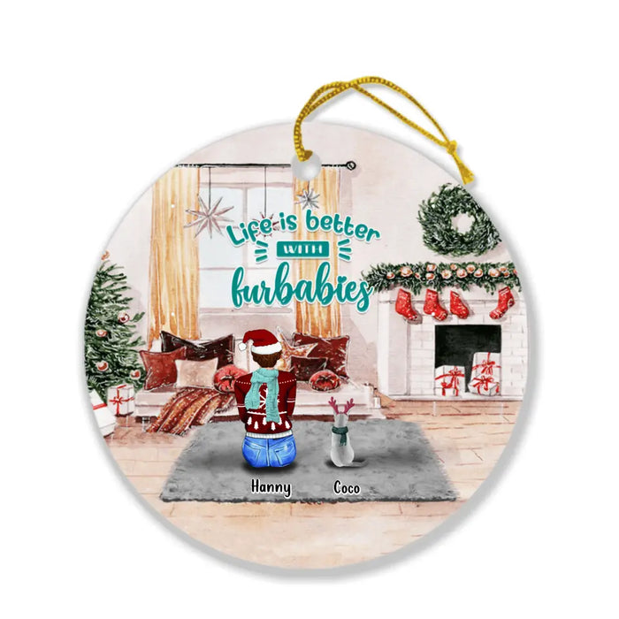 Personalized Christmas In House Ornament - Man/Woman/Couple With Up to 3 Kids And 4 Pets - Best Gift For Christmas - Family Where Life Begins Love Never Ends