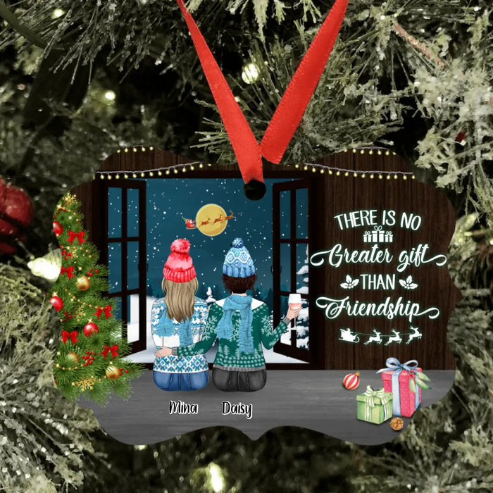 Personalized Christmas Besties With Wine By Window Ornament - Up to 4 Girls - Christmas Gift For Best Friends - Best Friends Make The Good Times Better And The Hard Time Easier