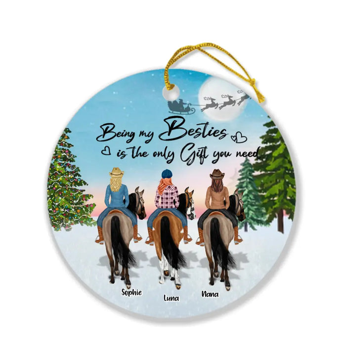 Personalized Besties Riding Horse Ornament - Up to 3 Besties - Best Gift For Friends - Thank God For Horses And Friends